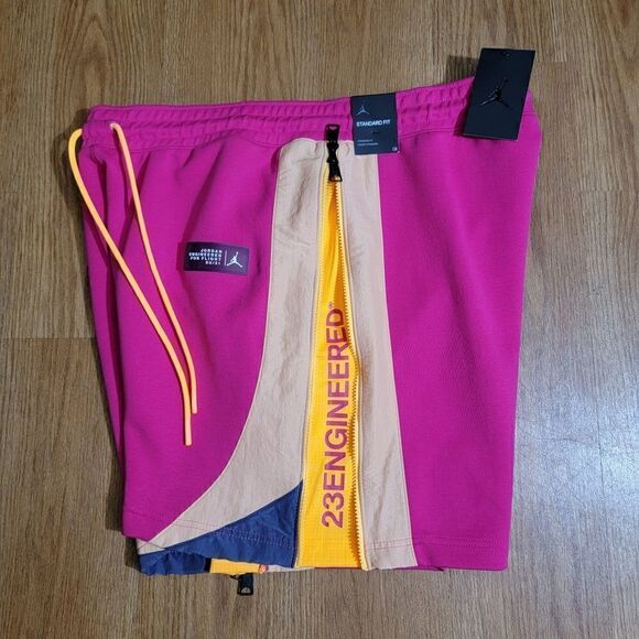 Air Jordan 1 3 4 11 13 23 Engineered Fleece Shorts Fireberry Citron Men's XL New - Picture 2 of 8